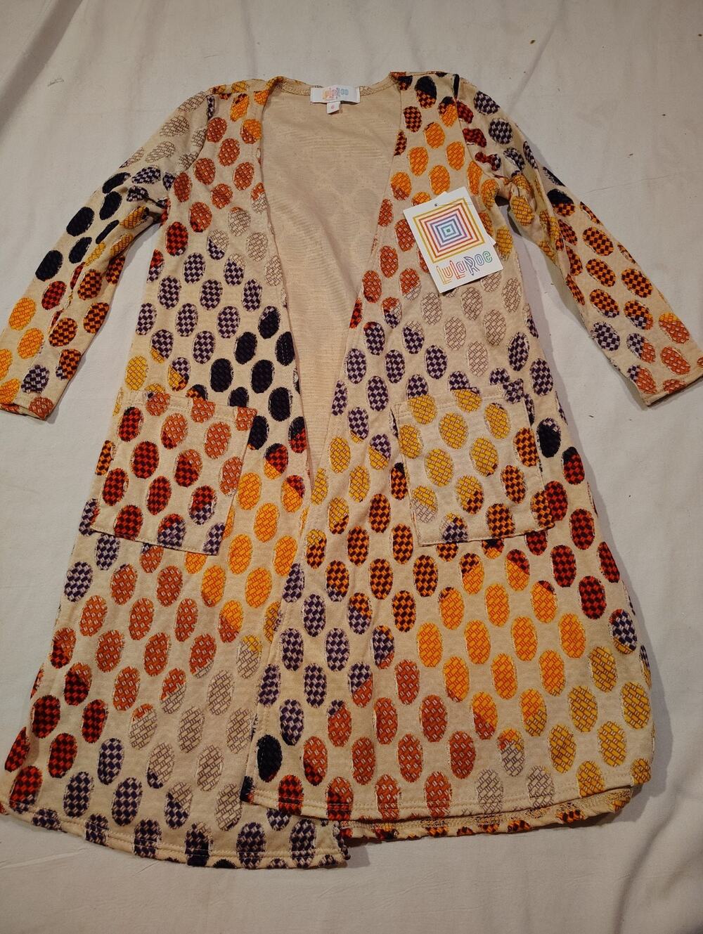 LuLaRoe Kids Sariah Duster Sweater Size 6 NWT NEW Colored Oval Eggs Shapes